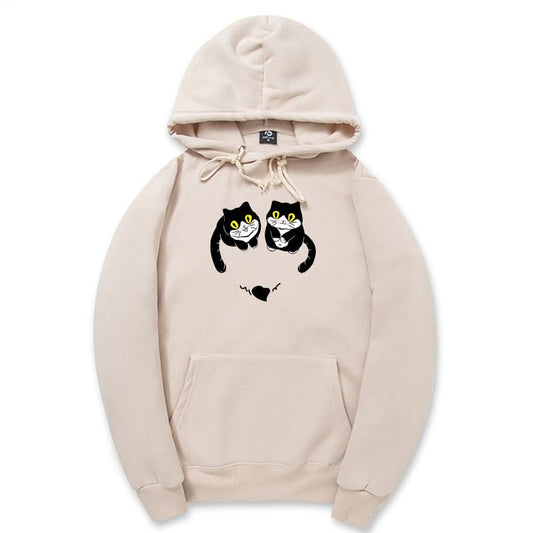 CORIRESHA Teen Cute Cat Hoodie Long Sleeve Drawstring Kangaroo Pocket Heart Sweatshirt