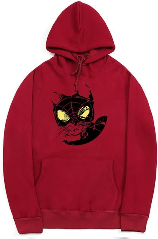 CORIRESHA Sudadera con capucha para amantes de los gatos adolescentes, manga larga, con cordón, informal, Y2K, telaraña