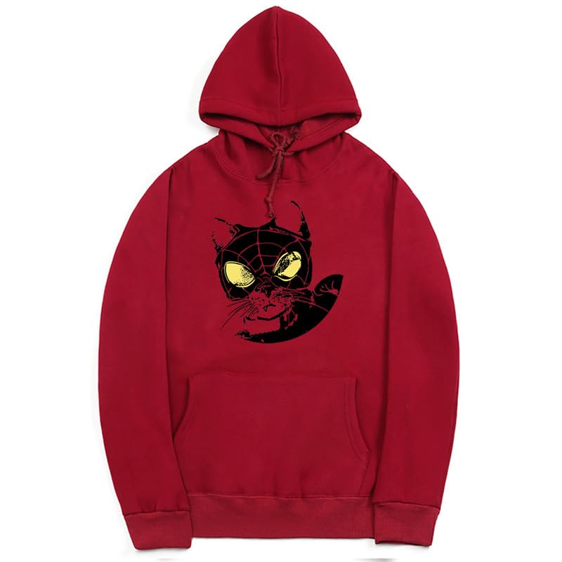 CORIRESHA Sudadera con capucha para amantes de los gatos adolescentes, manga larga, con cordón, informal, Y2K, telaraña