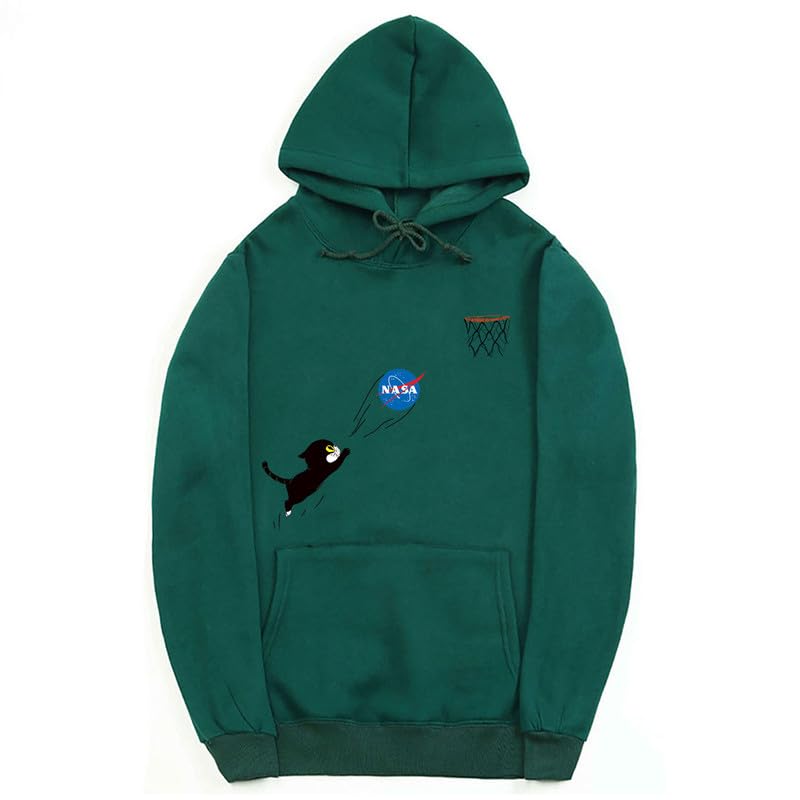 CORIRESHA Adolescente Lindo Gato Sudadera con capucha Manga Larga Cordón Algodón Casual NASA Sudadera