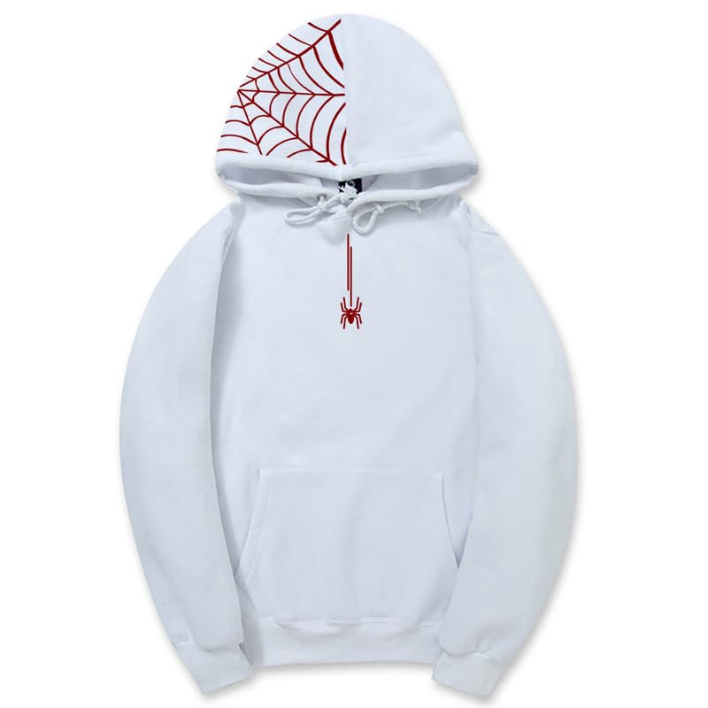 CORIRESHA Halloween Spider Web Hoodie Casual Drawstring Long Sleeve Y2K Aesthetic Teen Sweatshirt
