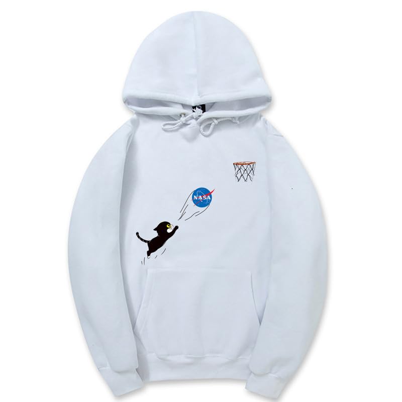 CORIRESHA Adolescente Lindo Gato Sudadera con capucha Manga Larga Cordón Algodón Casual NASA Sudadera