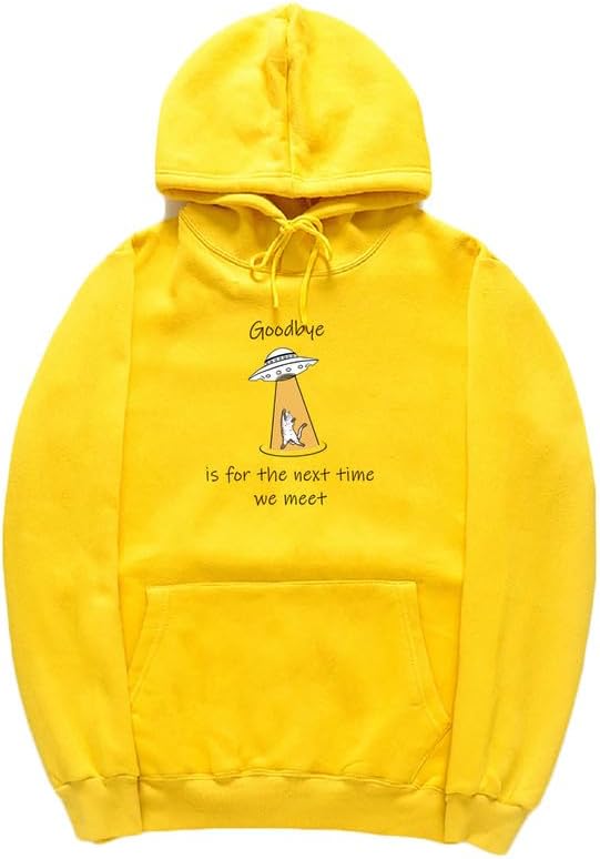 CORIRESHA Sudadera con capucha para adolescentes Alien Spaceship Abduction Cat Divertida sudadera de manga larga