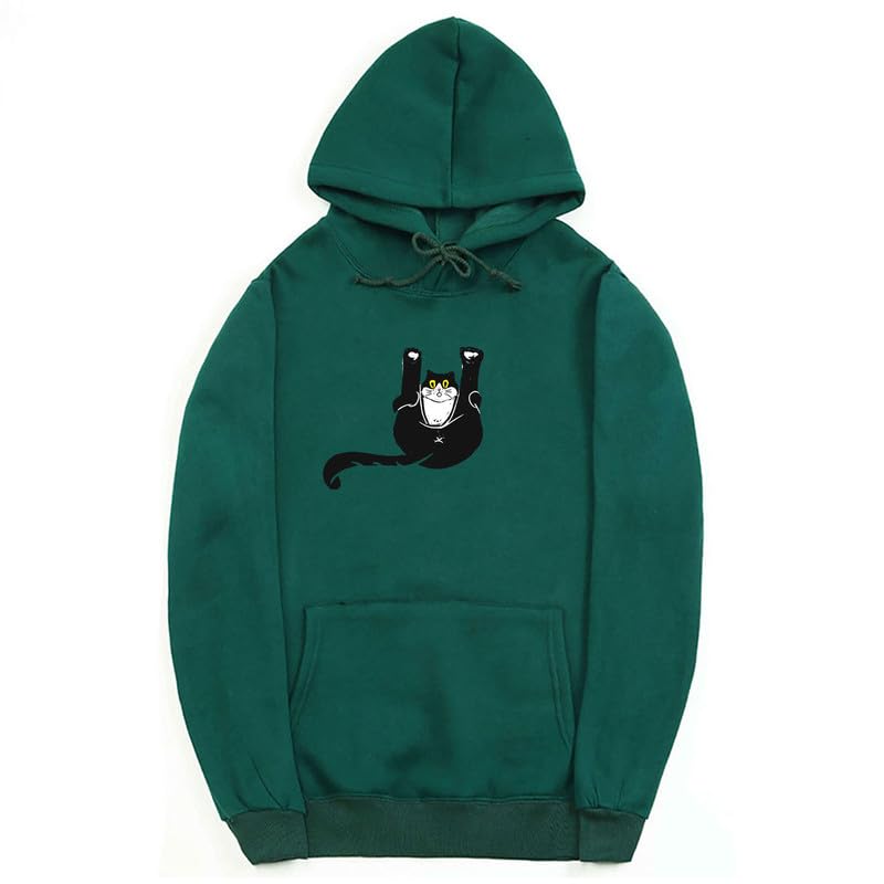 CORIRESHA Teen Funny Cat Hoodie Casual Drawstring Kangaroo Pocket Basic Cute Sweatshirt