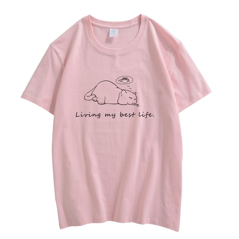CORIRESHA Camisetas unisex con cuello redondo y manga corta con letras lindas