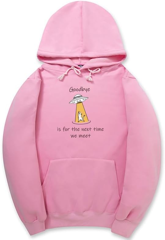 CORIRESHA Sudadera con capucha para adolescentes Alien Spaceship Abduction Cat Divertida sudadera de manga larga