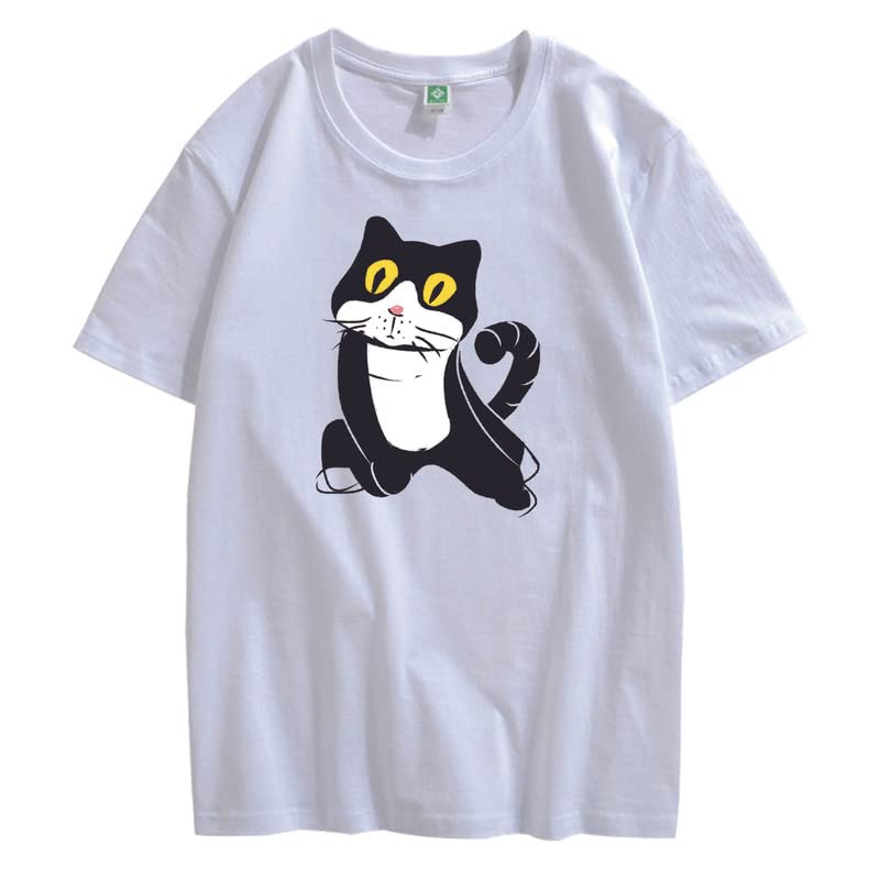 CORIRESHA Camiseta de gato lindo casual cuello redondo manga corta verano básico algodón tops