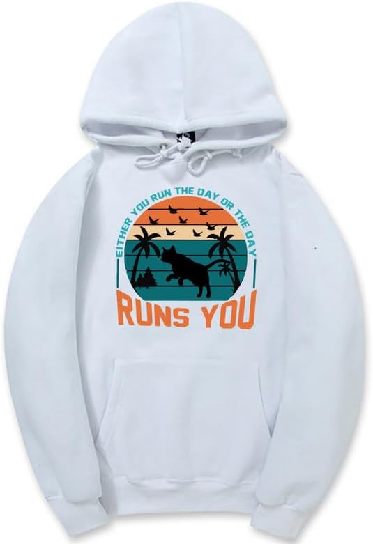 CORIRESHA - Sudadera con capucha para mujer, estilo vintage, de gato, gaviota, de manga larga, con cordón, informal, de algodón