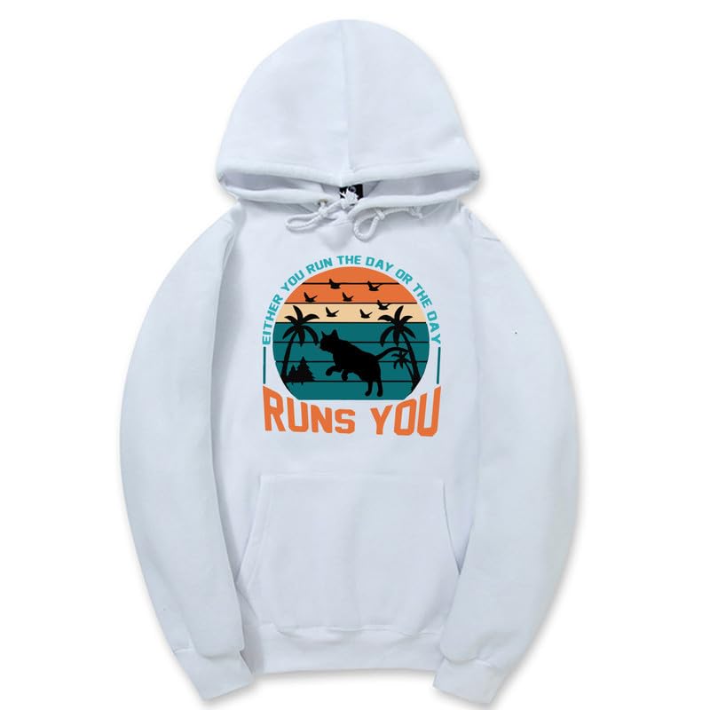 CORIRESHA - Sudadera con capucha para mujer, estilo vintage, de gato, gaviota, de manga larga, con cordón, informal, de algodón