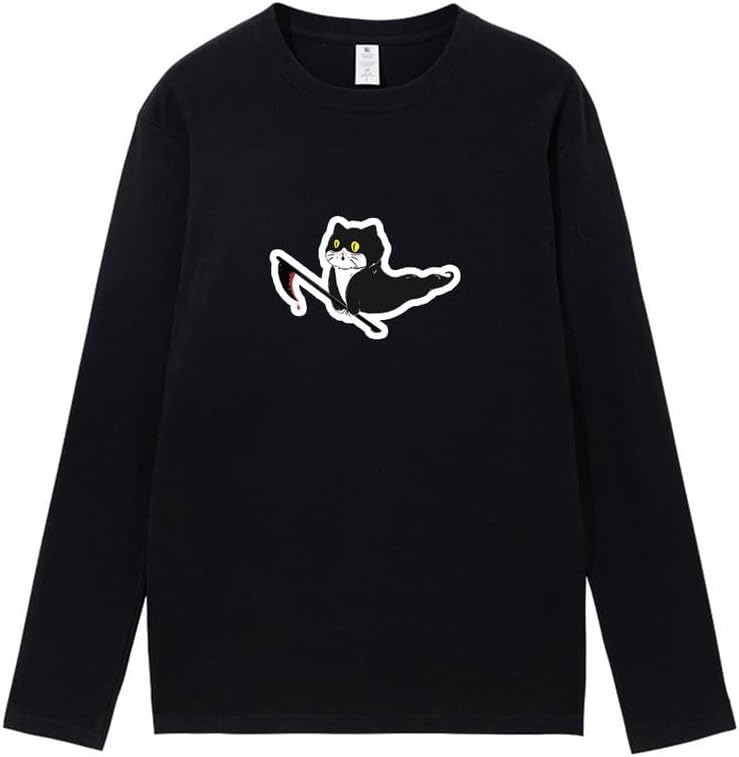 CORIRESHA Teen Ghost Cat camiseta cuello redondo manga larga algodón Halloween Tops