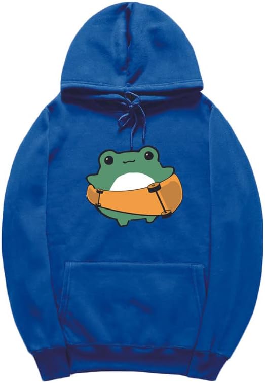 CORIRESHA Women's Cute Frog Hoodie Skateboard Soft Cozy Cotton Drawstring Sweatshirt