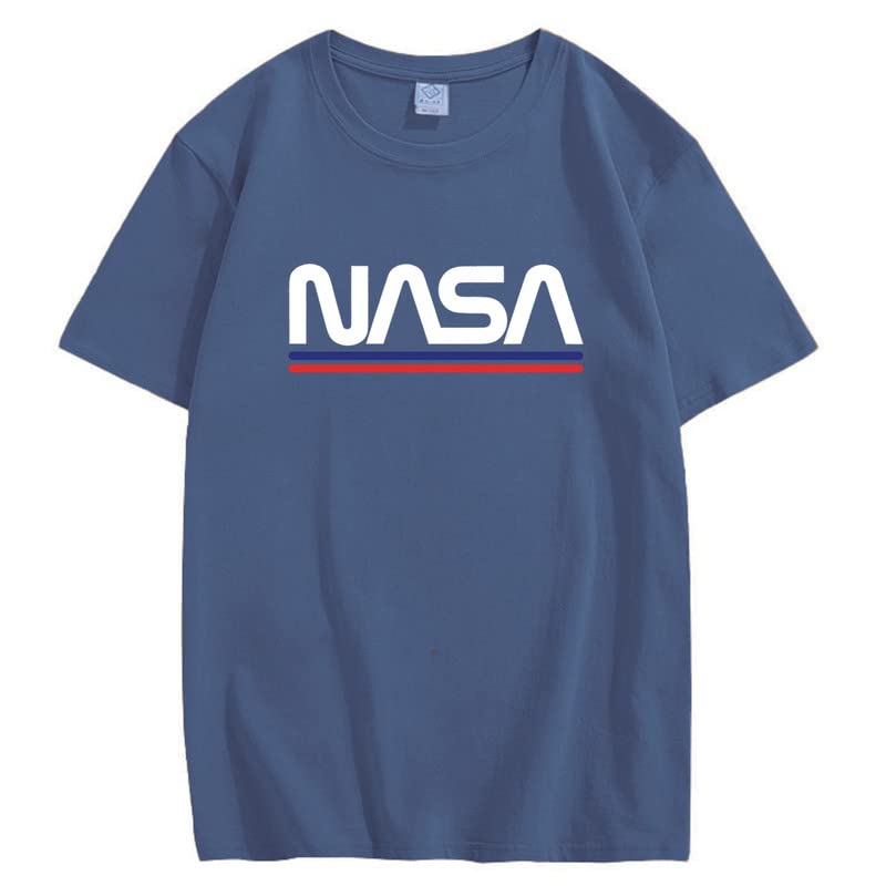 CORIRESHA Camiseta básica de algodón de manga corta con cuello redondo y estampado de letras de la NASA para adolescentes