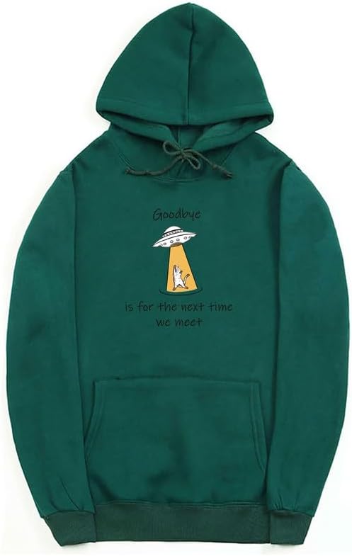 CORIRESHA Sudadera con capucha para adolescentes Alien Spaceship Abduction Cat Divertida sudadera de manga larga