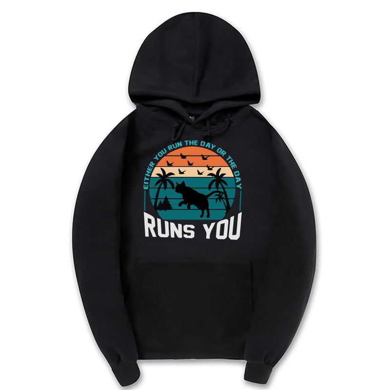 CORIRESHA - Sudadera con capucha para mujer, estilo vintage, de gato, gaviota, de manga larga, con cordón, informal, de algodón