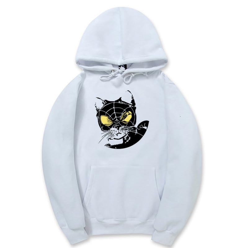 CORIRESHA Sudadera con capucha para amantes de los gatos adolescentes, manga larga, con cordón, informal, Y2K, telaraña