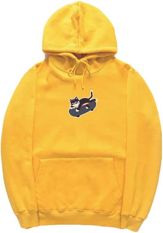 CORIRESHA Adolescente Kawaii Sudadera con capucha Skateboard Cat Casual Sudadera de algodón de manga larga