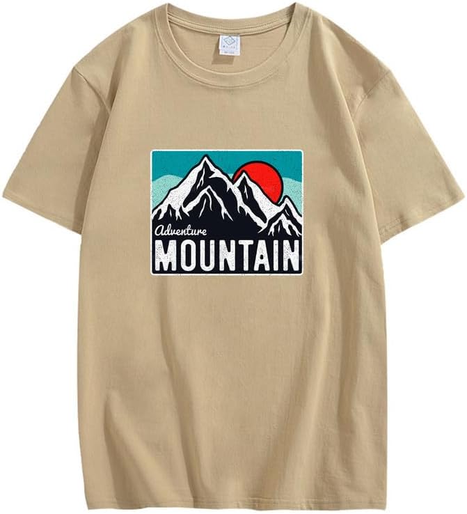 CORIRESHA Women's Vintage Mountain Graphic Crewneck Short Sleeve Loose Basic Sun T-Shirt