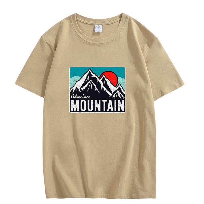 CORIRESHA Women's Vintage Mountain Graphic Crewneck Short Sleeve Loose Basic Sun T-Shirt