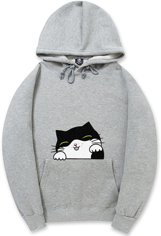 CORIRESHA Teen Cute Cat Hoodie Drawstring Long Sleeve Pocket Cotton Sweatshirt