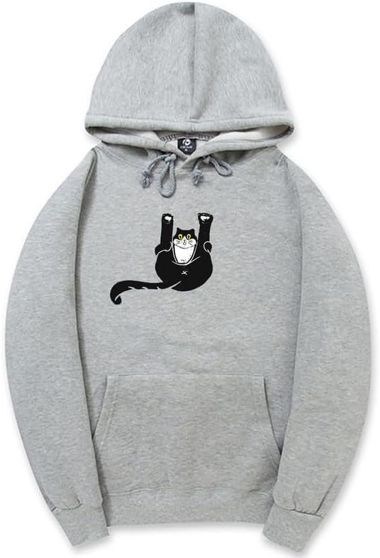 CORIRESHA Teen Funny Cat Hoodie Casual Drawstring Kangaroo Pocket Basic Cute Sweatshirt