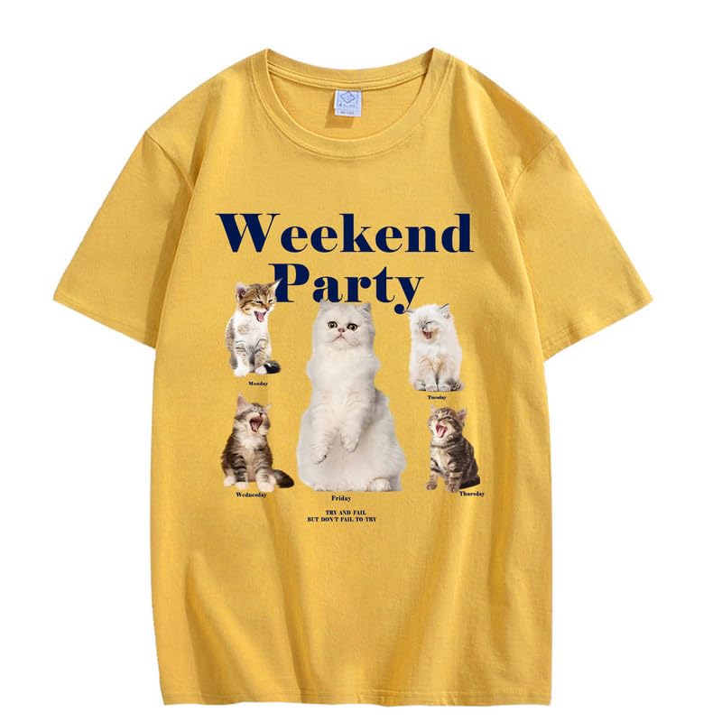 CORIRESHA Camiseta informal de manga corta con cuello redondo y estampado de gato lindo para adolescentes