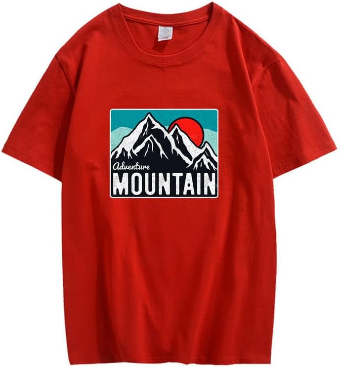 CORIRESHA Women's Vintage Mountain Graphic Crewneck Short Sleeve Loose Basic Sun T-Shirt