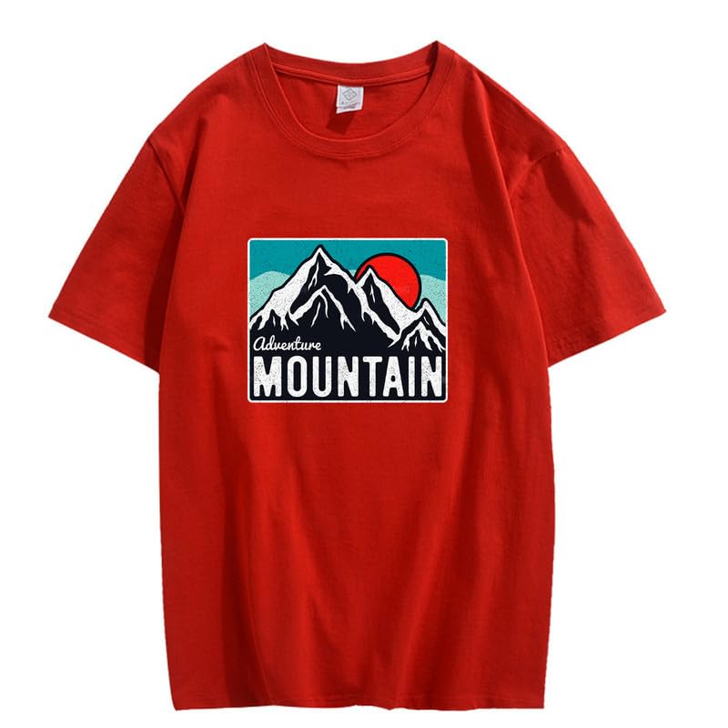 CORIRESHA Women's Vintage Mountain Graphic Crewneck Short Sleeve Loose Basic Sun T-Shirt