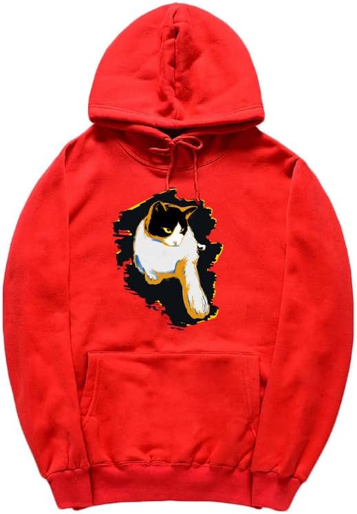 CORIRESHA Women's Teen Cute Cat Hoodie Long Sleeve Drawstring Casual Cotton Sweatshirt