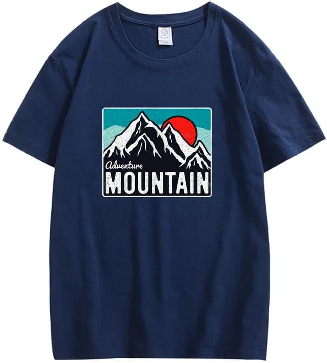 CORIRESHA Women's Vintage Mountain Graphic Crewneck Short Sleeve Loose Basic Sun T-Shirt