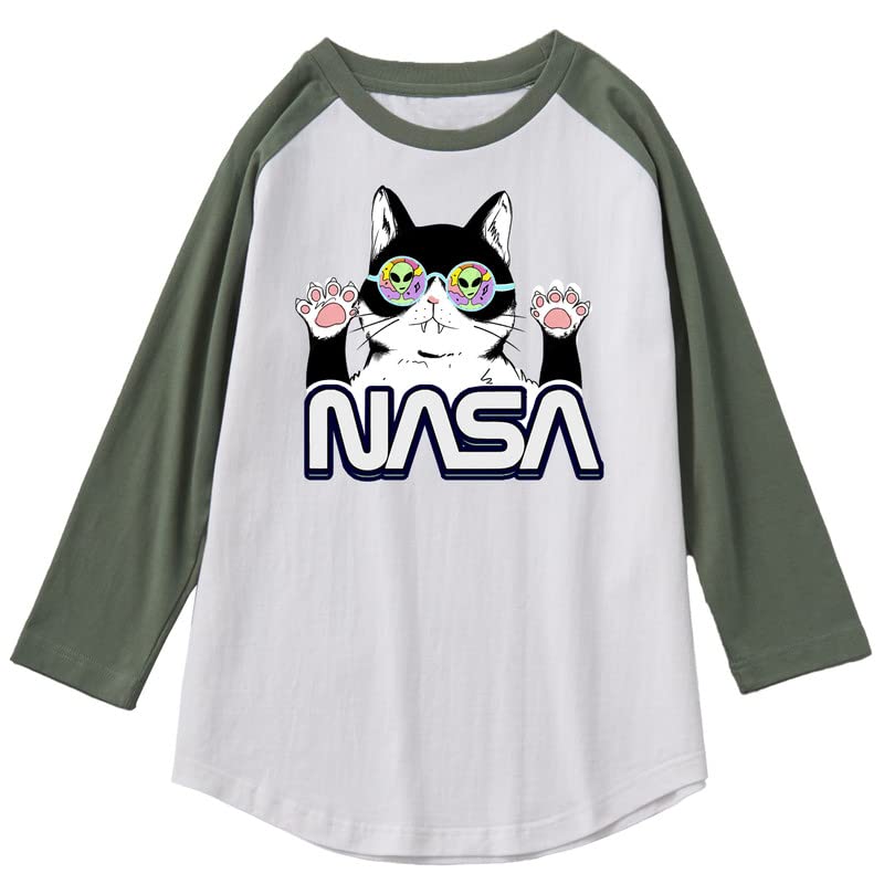 CORIRESHA Cat Lover Cute Top Raglan Sleeves Casual Color Block Unisex NASA T-Shirt