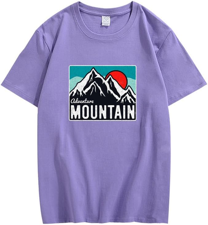 CORIRESHA Women's Vintage Mountain Graphic Crewneck Short Sleeve Loose Basic Sun T-Shirt