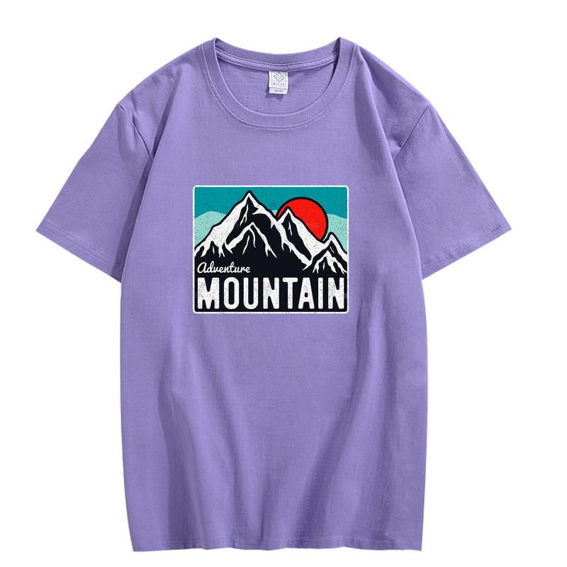 CORIRESHA Women's Vintage Mountain Graphic Crewneck Short Sleeve Loose Basic Sun T-Shirt