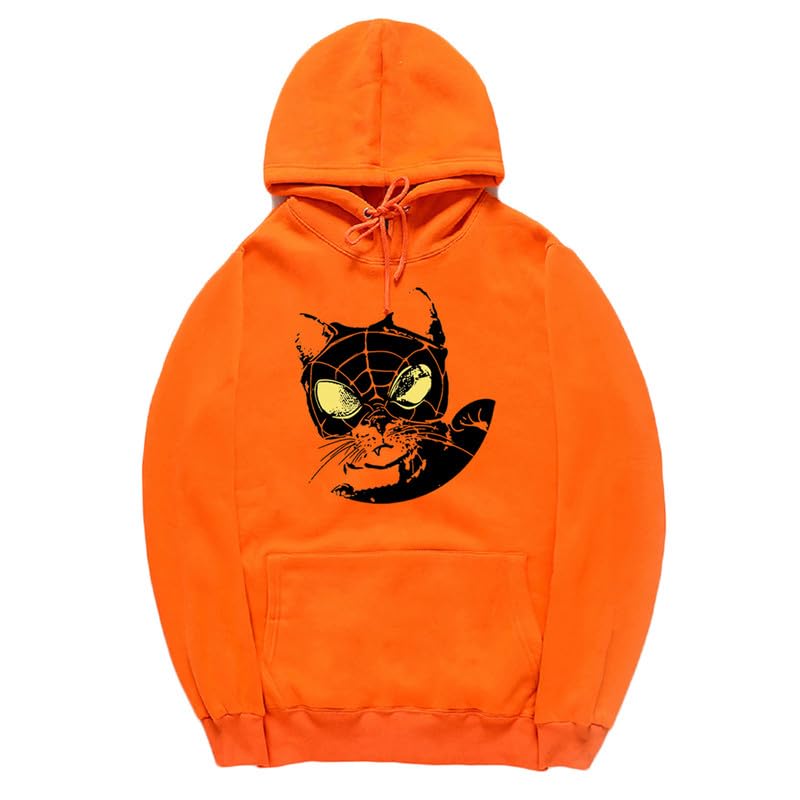 CORIRESHA Sudadera con capucha para amantes de los gatos adolescentes, manga larga, con cordón, informal, Y2K, telaraña