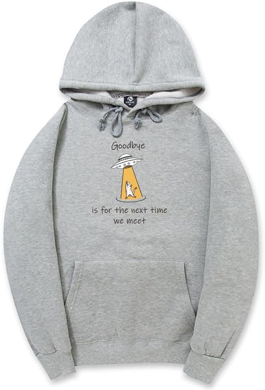 CORIRESHA Sudadera con capucha para adolescentes Alien Spaceship Abduction Cat Divertida sudadera de manga larga