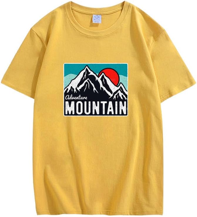 CORIRESHA Women's Vintage Mountain Graphic Crewneck Short Sleeve Loose Basic Sun T-Shirt