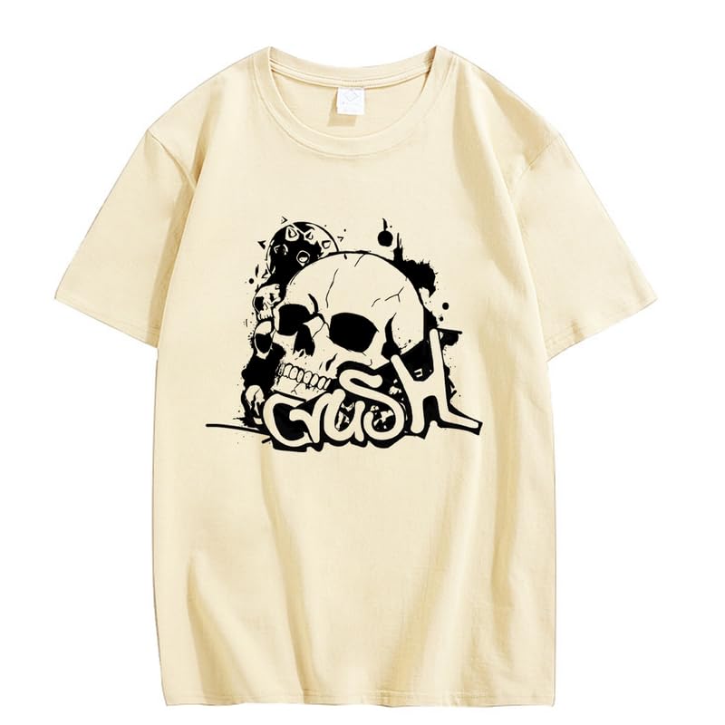 CORIRESHA Teen Skull Y2K Graphic Crewneck Short Sleeve Cotton Halloween Gothic T-Shirt