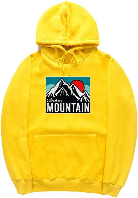 CORIRESHA Women's Vintage Mountain Graphic Hoodie Casual Long Sleeve Drawstring Basic Sun Sweatshirt