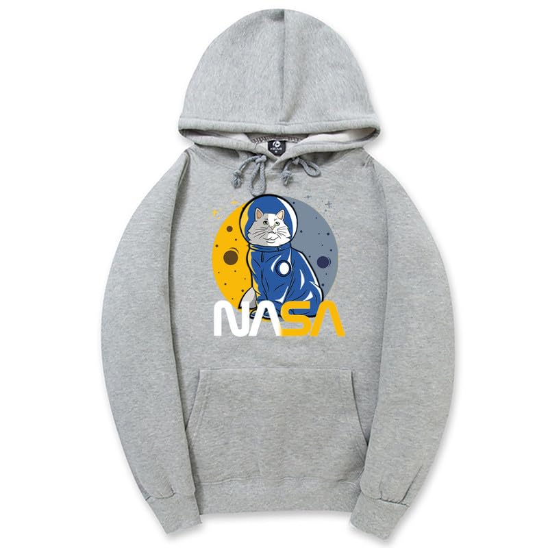CORIRESHA Teen's Astronaut NASA Hoodie Casual Long Sleeve Drawstring Cat Sweatshirt