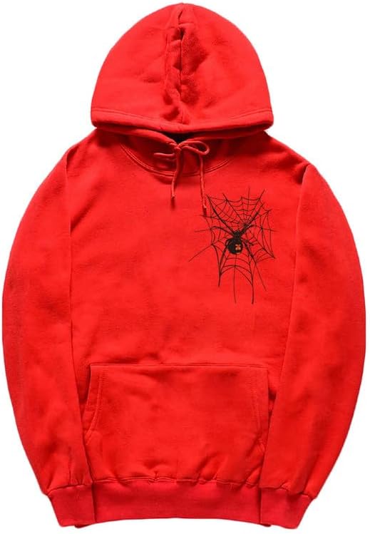 CORIRESHA Sudadera unisex con capucha de telaraña de Halloween, manga larga, con cordón, casual, estética Y2K