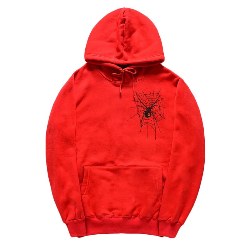 CORIRESHA Sudadera unisex con capucha de telaraña de Halloween, manga larga, con cordón, casual, estética Y2K