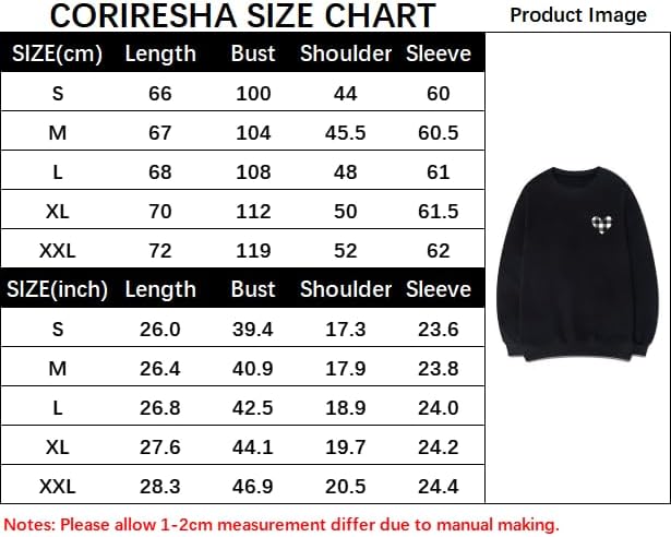 CORIRESHA Vintage Plaid Heart Crewneck Long Sleeve Cotton Basic Pullover Sweatshirt