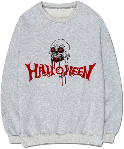 CORIRESHA Scary Skull Sweatshirt Crewneck Long Sleeve Teen Halloween Blood Pullover