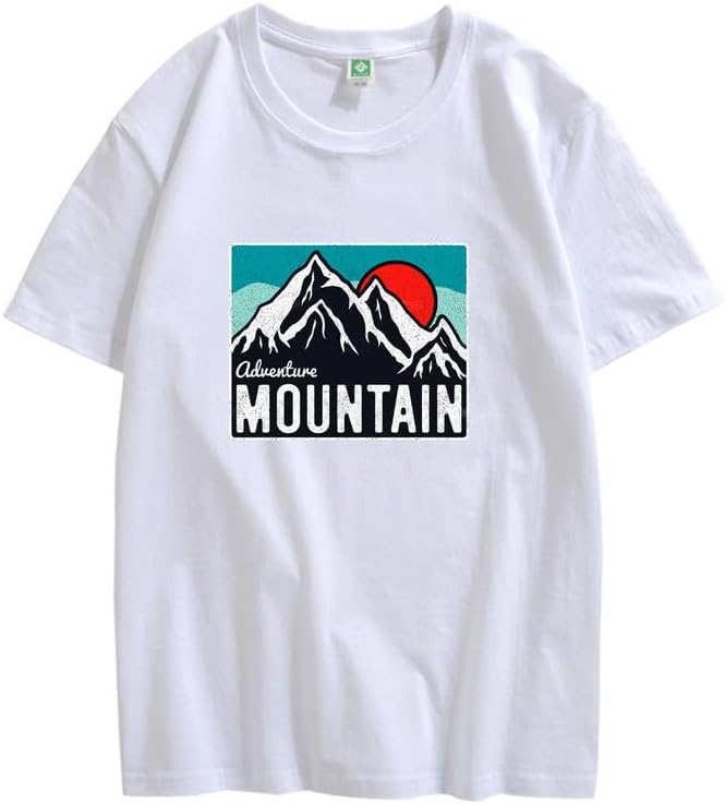 CORIRESHA Women's Vintage Mountain Graphic Crewneck Short Sleeve Loose Basic Sun T-Shirt