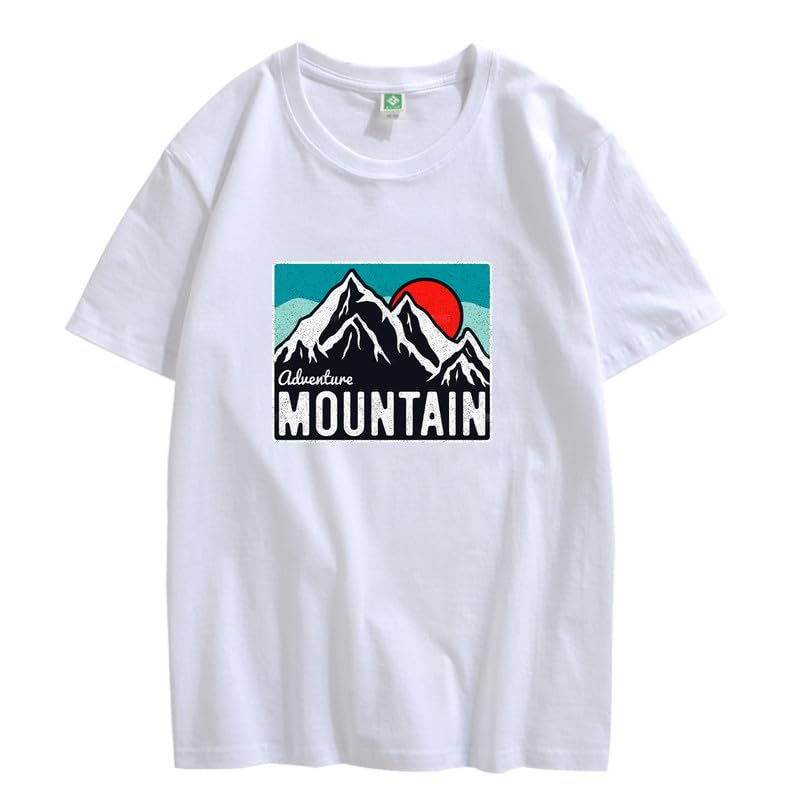 CORIRESHA Women's Vintage Mountain Graphic Crewneck Short Sleeve Loose Basic Sun T-Shirt