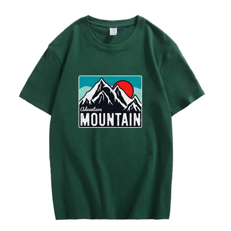 CORIRESHA Women's Vintage Mountain Graphic Crewneck Short Sleeve Loose Basic Sun T-Shirt