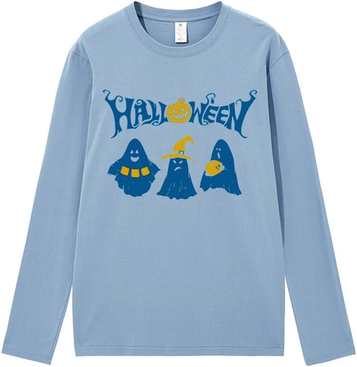 CORIRESHA Teen Ghost Camiseta Cuello Redondo Manga Larga Algodón Harajuku Halloween Tops