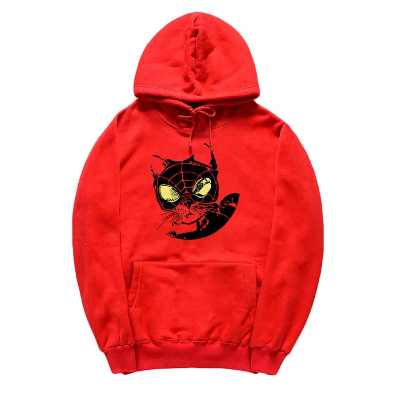 CORIRESHA Sudadera con capucha para amantes de los gatos adolescentes, manga larga, con cordón, informal, Y2K, telaraña