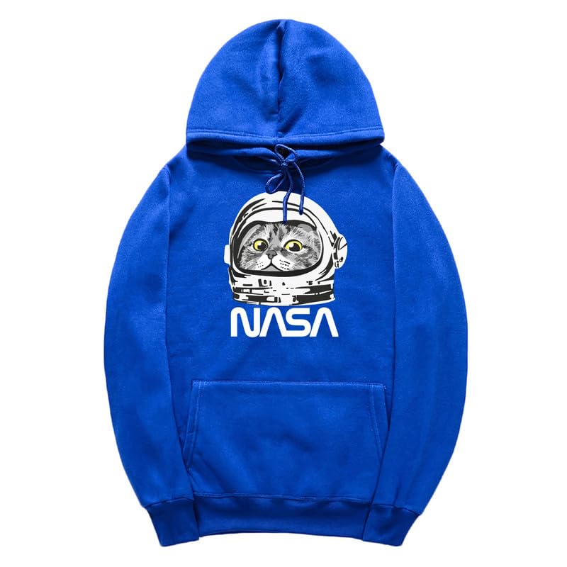 CORIRESHA Sudadera unisex con capucha de astronauta de la NASA casual de manga larga con cordón y lindo gato