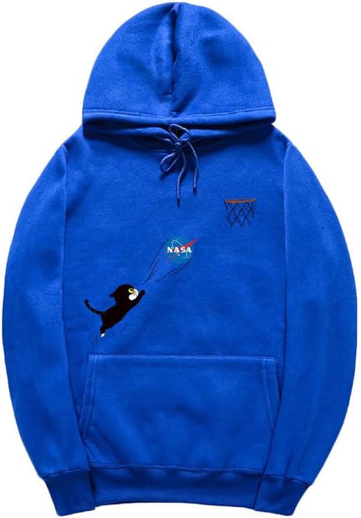CORIRESHA Adolescente Lindo Gato Sudadera con capucha Manga Larga Cordón Algodón Casual NASA Sudadera