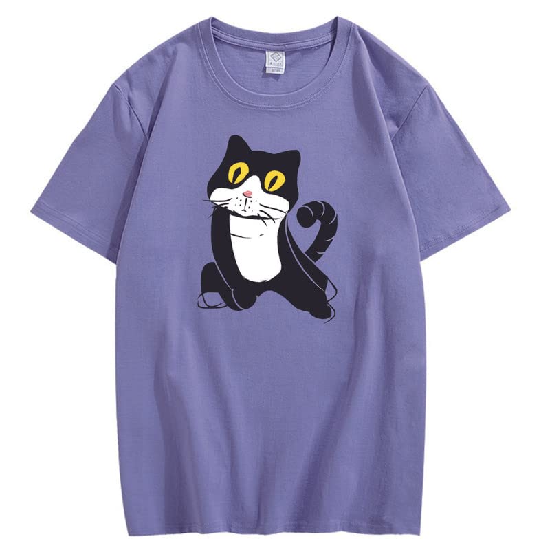 CORIRESHA Camiseta de gato lindo casual cuello redondo manga corta verano básico algodón tops